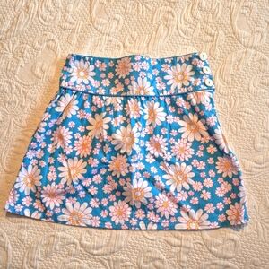 Strausburg girls size 8 years blue, pink, yellow & white daisy skirt EUC